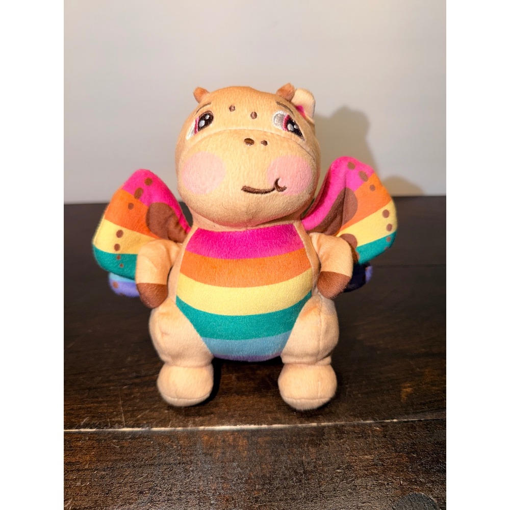 Me Rainbow Butterfly Dragon Plush Tan Stuffed‎ Animal Striped Wings 6"